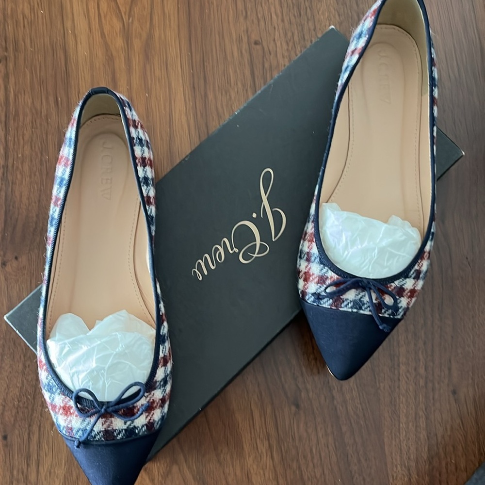 J.Crew Gemma Cap-Toe Flats in Tweed